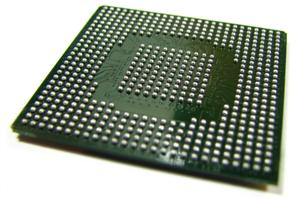 die unterseite eines unverlöteten BGA chips